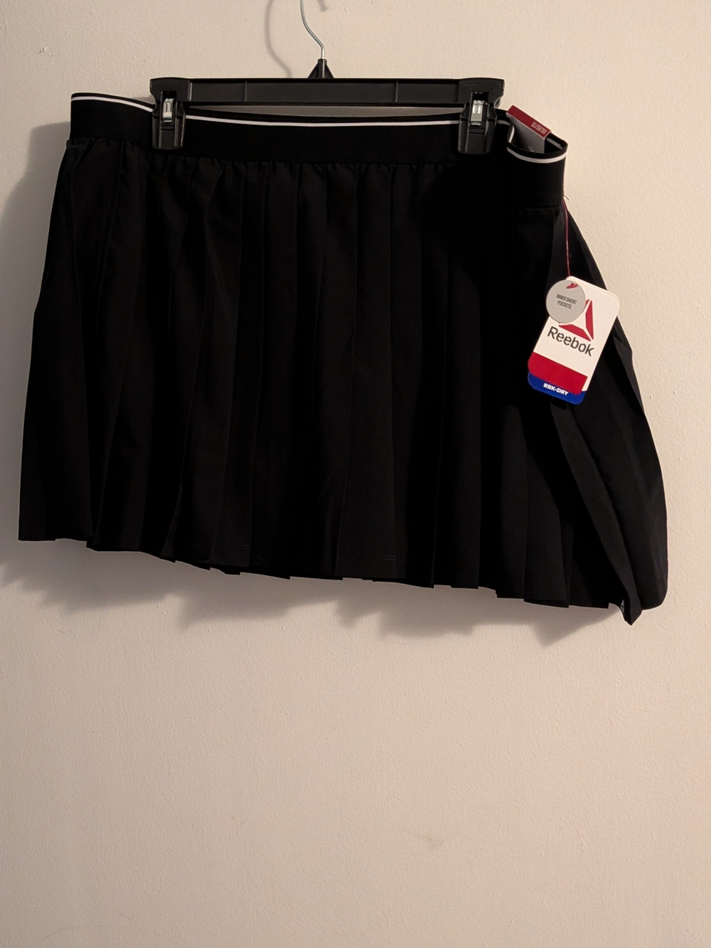Reebok Black Pleated Athletic Mini Skirt with White Trim